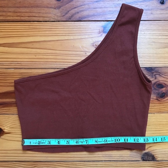 Shein Rust Orange Ribbed One Shoulder Crop Tank Top, EUC, S - Picture 3 of 8